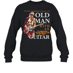 Never Underestimate Old Man With Electric Guitar Sweatshirt